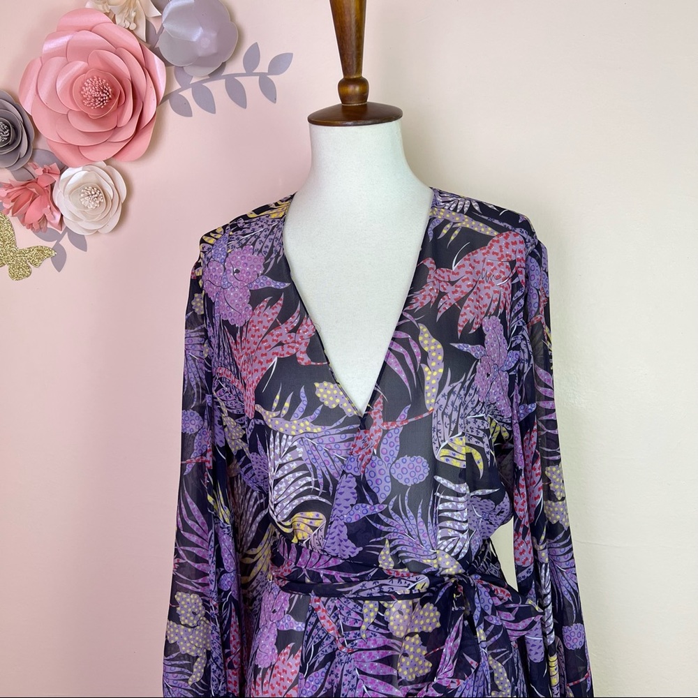 🛑 SOLD 🛑 New! Rare AGENT PROVOCATEUR Riva Palm Leaf Silk Kimono Cover-Up - Picture 5 of 13